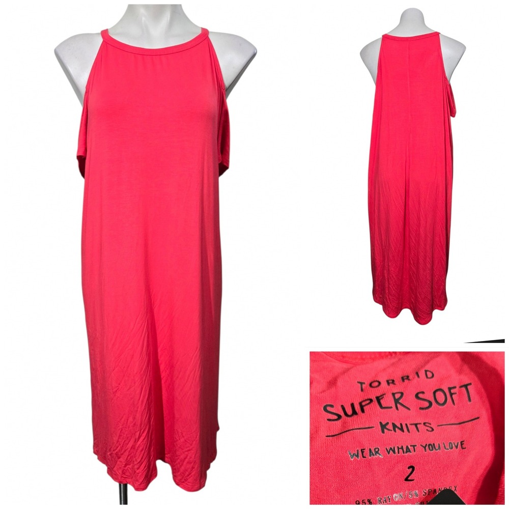 Torrid Super Soft pink Cold Shoulder Midi Dress 2X/18-20 casual lounge wear